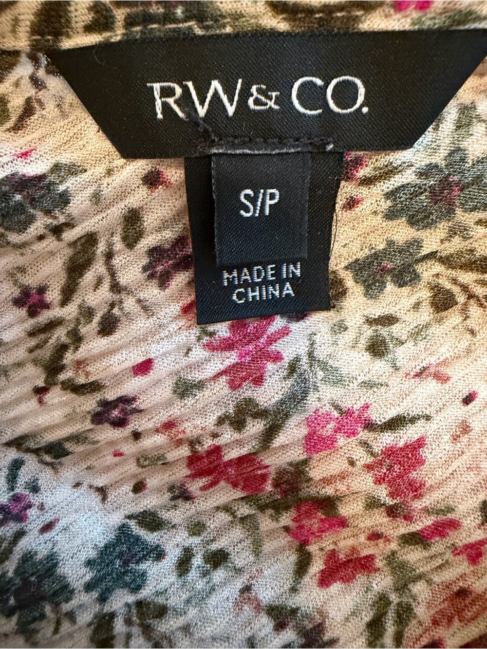 RW&CO. Floral Print Pink and Green Blouse